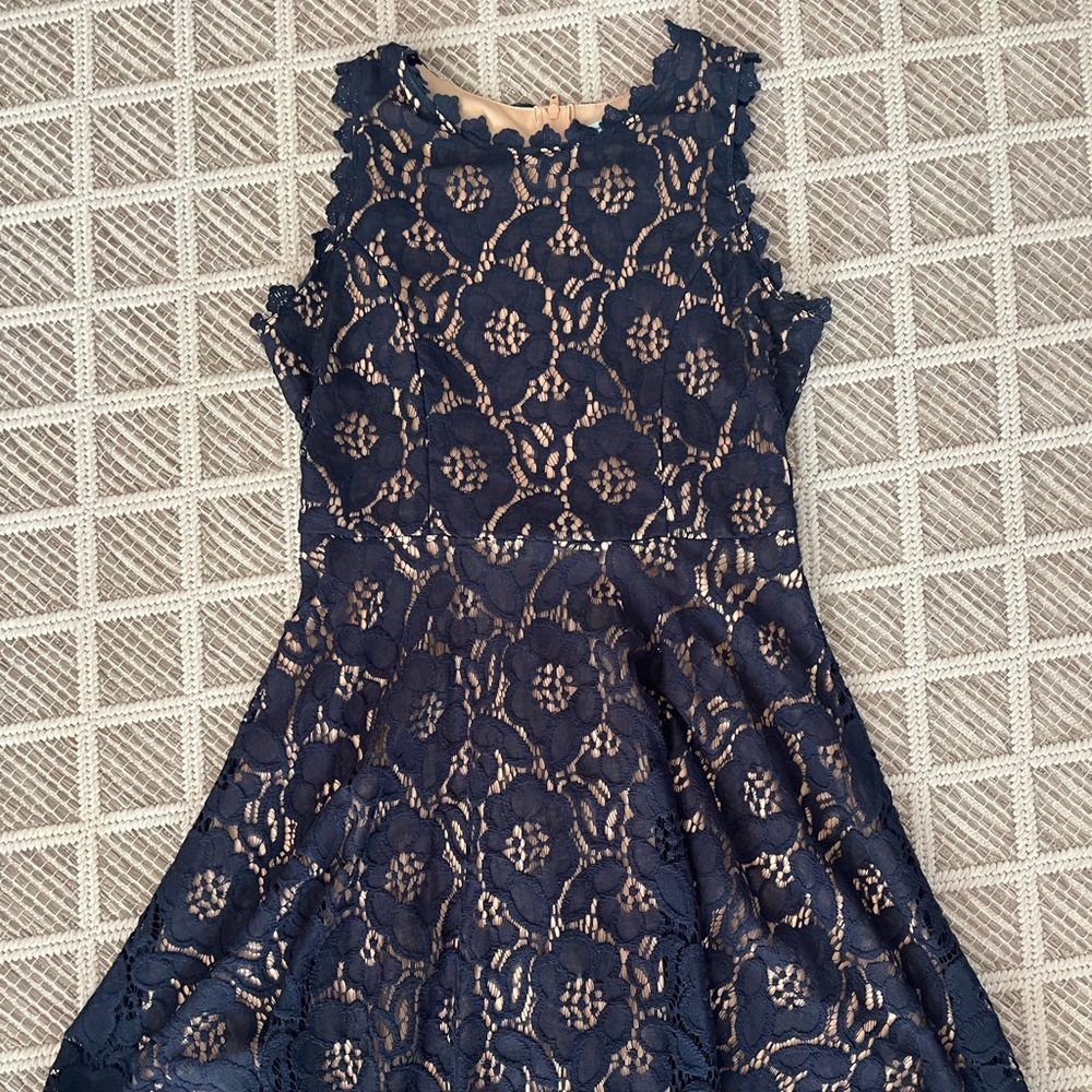 Elegant Navy Lace Kids Formal Dress